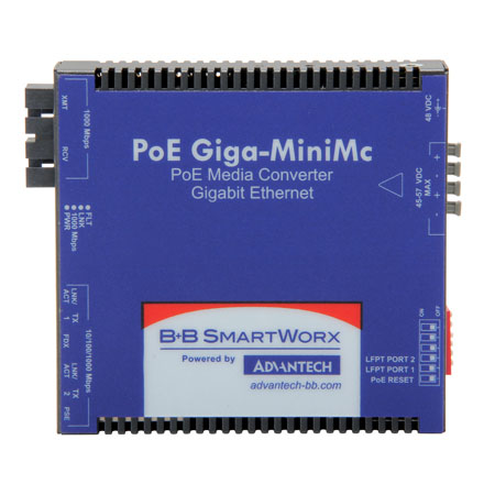 Mini PoE Media Converter, 1000Mbps, SFP, AC adapter (also known as MiniMc 857-11811)